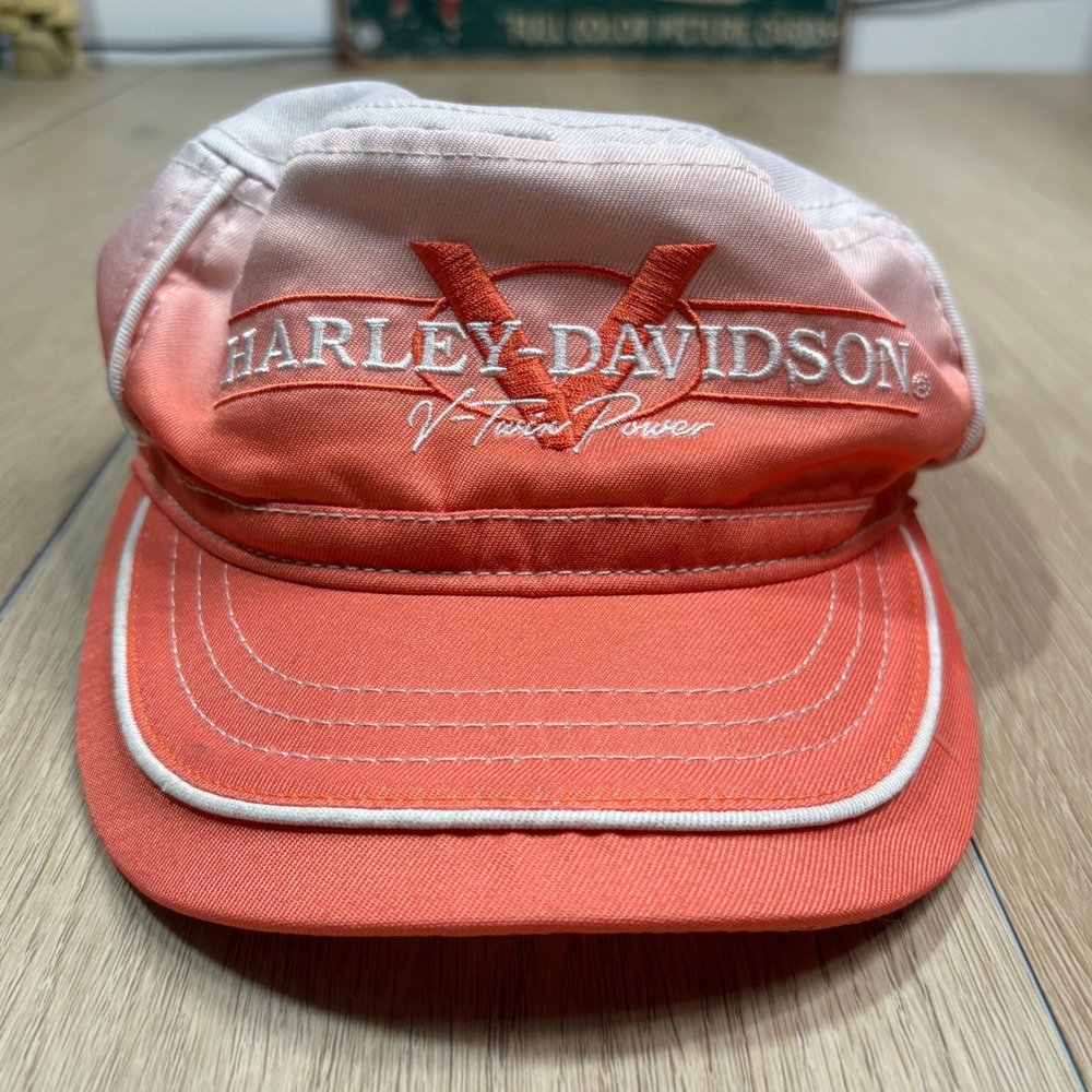 Harley-Davidson V-Twin Power Ombre Cadet Hat Orange White Embroidered Biker Cap